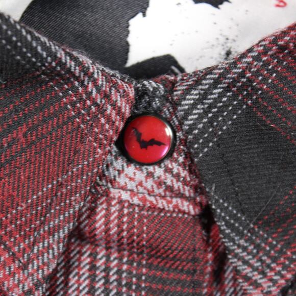 Dixxon Flannel The Count Womens Small Red Black Plaid Pearl Snap - Picture 8 of 9